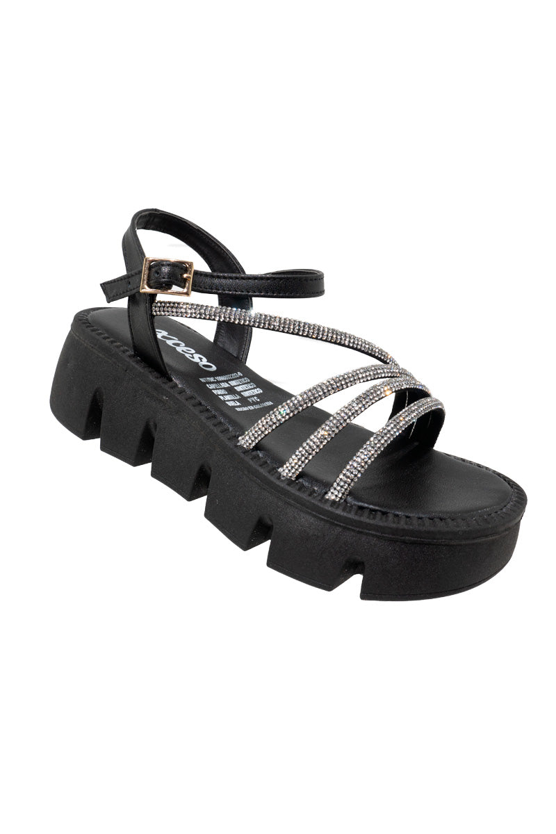 SANDALIA TIPO PLATAFORMA CON BRILLOS