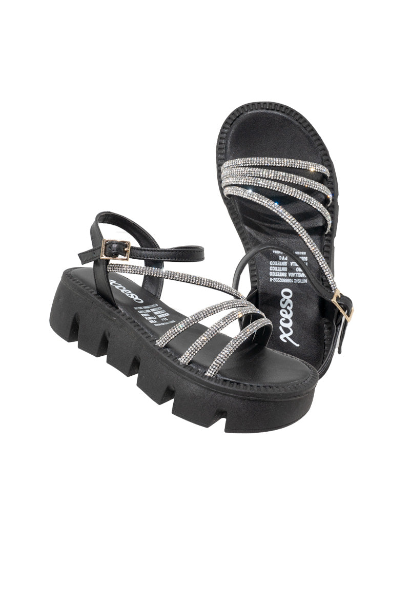 SANDALIA TIPO PLATAFORMA CON BRILLOS