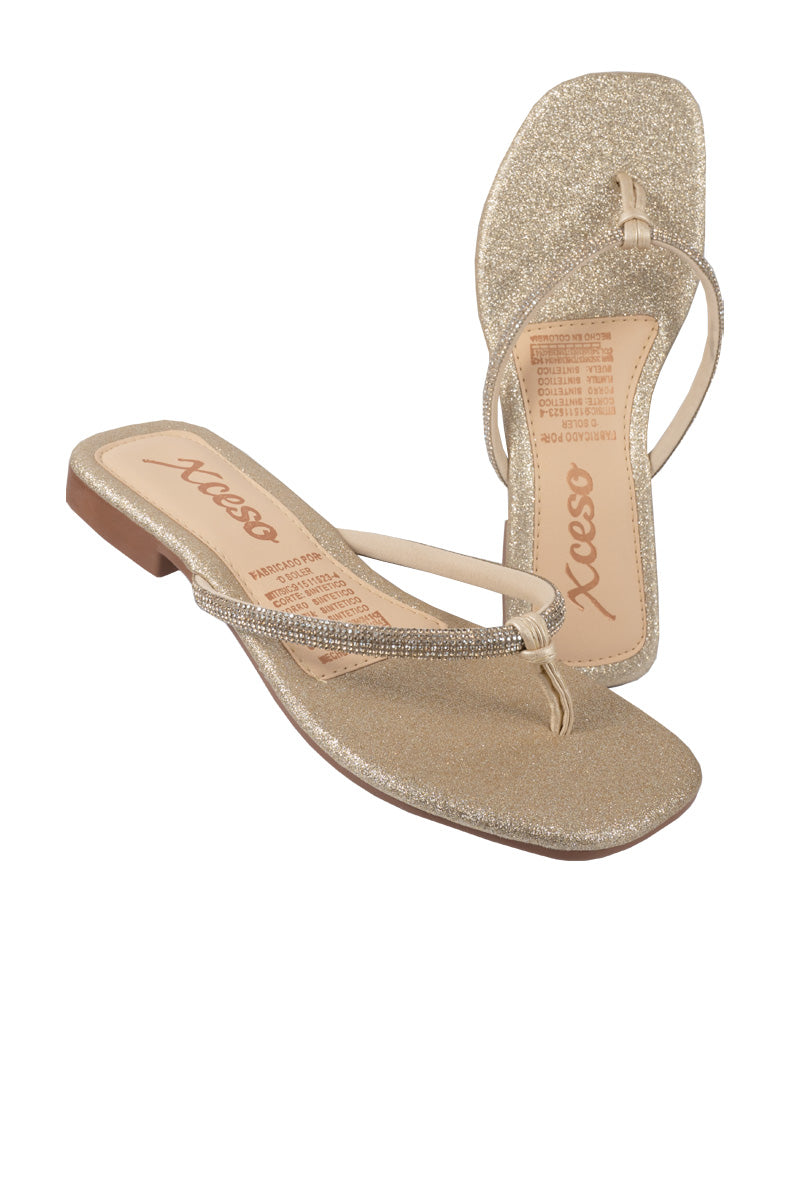 SANDALIA PLANA DE BRILLOS