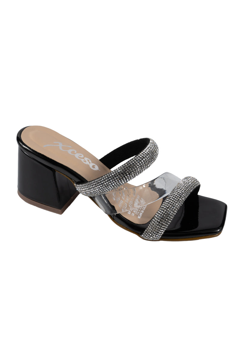 TACÓN CON STRASS TRANSPARENTE