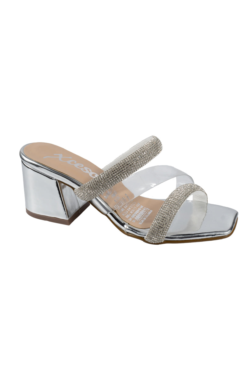 TACÓN CON STRASS TRANSPARENTE
