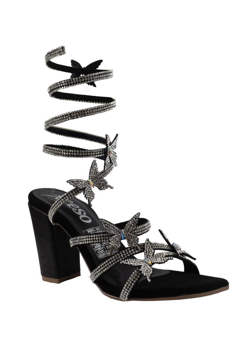 TACÓN EN ESPIRAL CON BRILLOS