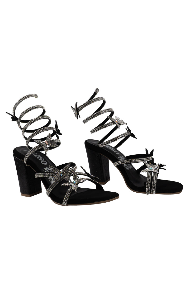 TACÓN EN ESPIRAL CON BRILLOS